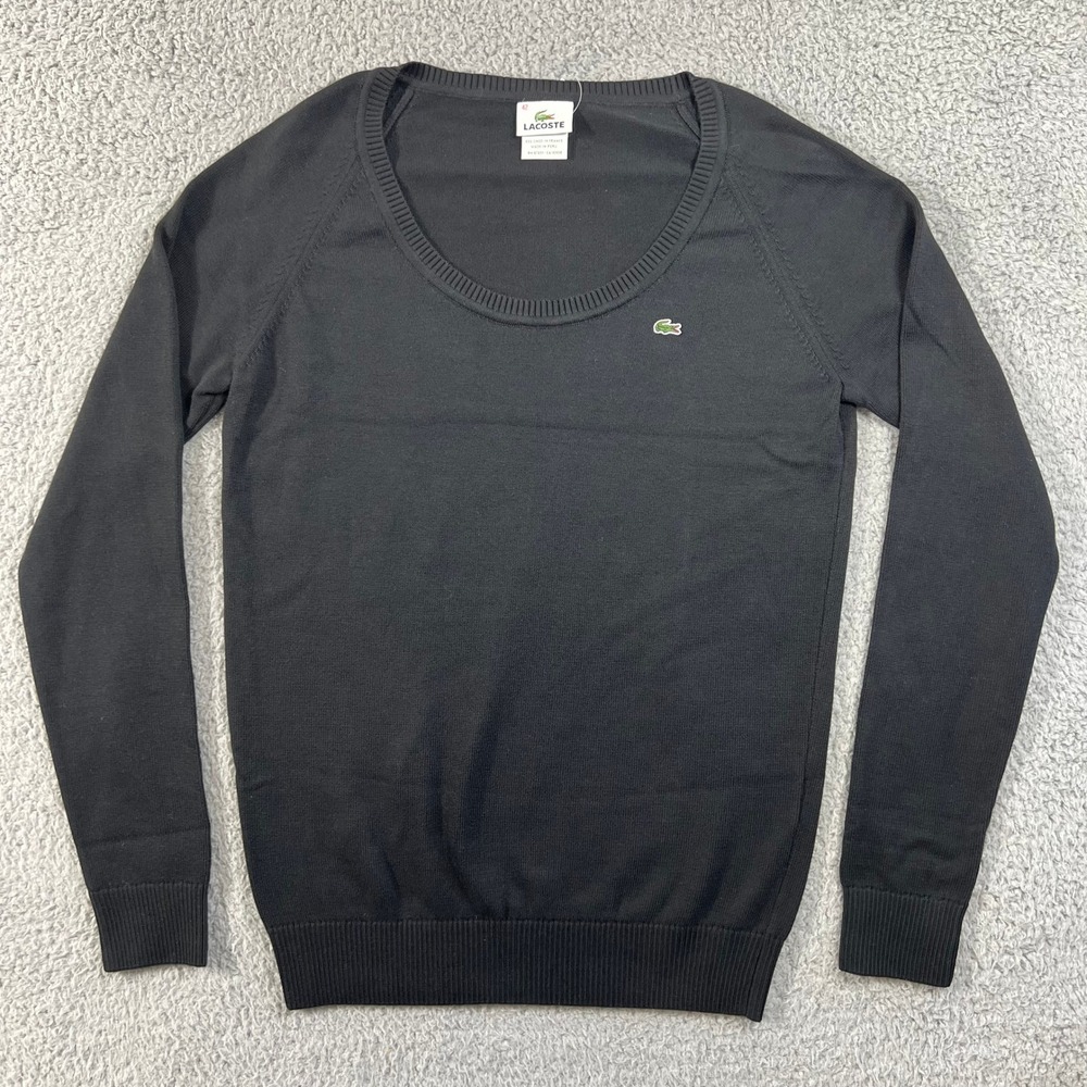 Lacoste Women's Black Cotton Scoop Neck Sweater Size L(US)‎ / 10(EU) VTG NWT